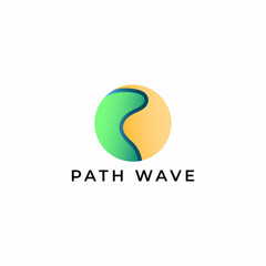 ILLUSTRATION ABSTRACT PATH WAVE GRADIENT COLOR SIMPLE ICON LOGO DESIGN VECTOR