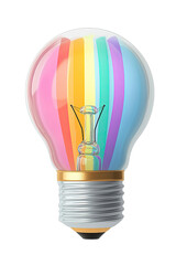 Fototapeta premium Colorful light bulb with rainbow stripes illuminating creativity.