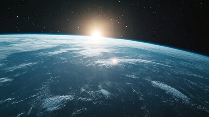 Obraz premium A beautiful rising sun over our planet earth space view