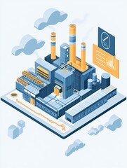 Obraz premium Isometric illustration showcasing a factory focused on sustainable practices