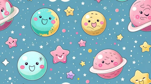 fairytale night background with pastel moons and joyful celestial elements