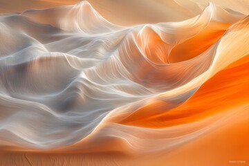 Abstract Orange and White Sand Dune Texture Background Image Nature Scenic Desert Landscape Fluid Wave Pattern Artistic Design Digital Painting Modern
