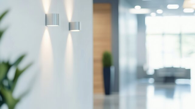 Modern office lobby with clean design, conveying simplicity and professionalism in a serene workspace.