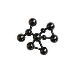 Abstract 3D Rendering of a Black Molecular Structure