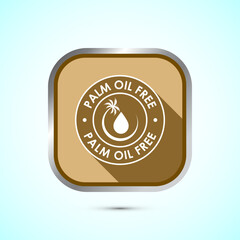 Palm oil free icon design illustration, No palm oil sign, healthy organic food, Gold color shadow button design