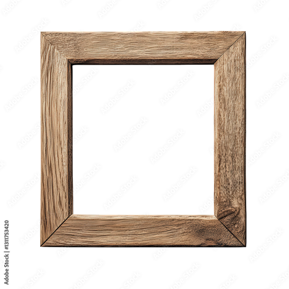 Poster simple. empty wooden picture frame with a rustic finish. set against a plain white background its pu