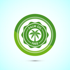 Palm oil free icon design illustration, No palm oil sign, healthy organic food, Green color button design