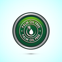 Palm oil free icon design illustration, No palm oil sign, healthy organic food, Green color round button design