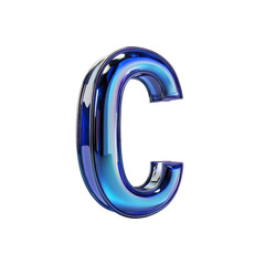 Iridescent Blue Glass Letter C - 3D Render