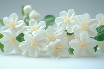 Obraz premium Jasmine white flower on white background. Jasmine white flower isolated on white background 