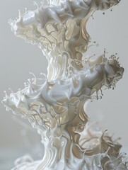 Obraz premium Abstract glossy white fluid sculpture with ethereal and swirling design