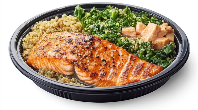 Perfectly plated salmon with quinoa and greens for a healthy lunch