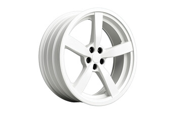 Fototapeta premium White alloy wheel for vehicles, sleek design and modern aesthetics.
