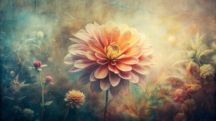 Vintage Faded Garden Flower Texture Design -  Right-Aligned Floral Background for Design Projects