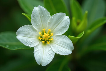 Obraz premium White Flower with Dewdrops