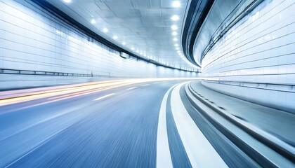 Car tunnel at high speed, light trails, modern commute