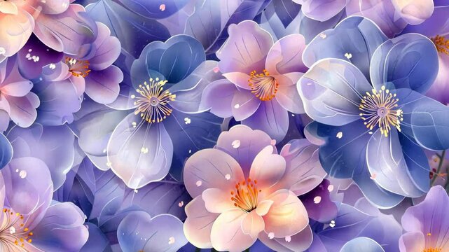 charming cartoon floral background with soft hues