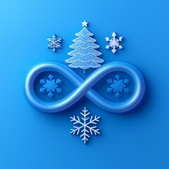 Infinity Christmas symbol, blue background