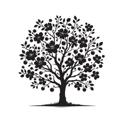 Obraz premium Crabapple Tree Silhouette - Tree Design - Crabapple tree Vector - Illustration of Crabapple Tree.