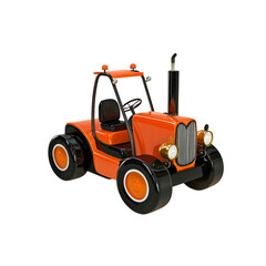 Fototapeta premium Adorable Orange Toy Tractor - 3D Render