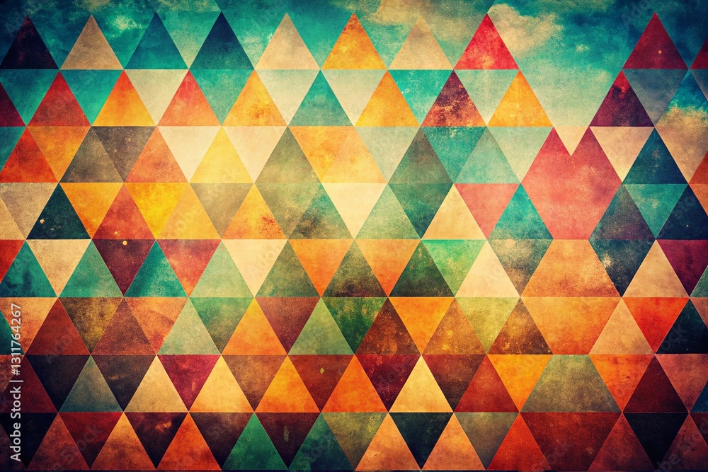 Poster vintage gradient abstract shapes: repeating geometric patterns on textured background
