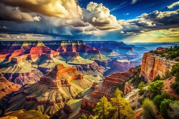 Vintage Grand Canyon South Rim Palisades Desert Vista - Breathtaking Sunrise Landscape