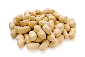 Peanuts isolated on the white background
