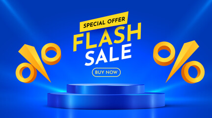 Flash Sale. Colorful discount sale podium. Special offer composition.