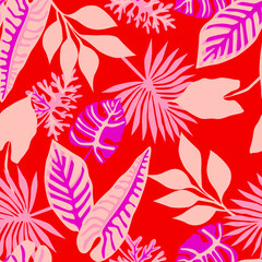 Tropical pattern, floral, leaves. Digital print in Repeat (rapport), Resolution 300 DPI, ideal for fashion, decoration and stationery.