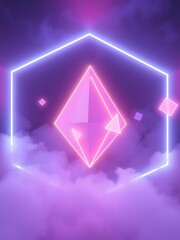  Metaverse Void Filled with Neon Geometric Shapes and Digital Mist, Creating a Futuristic Experience