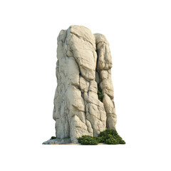 Majestic Limestone Rock Formation Isolated on White Background