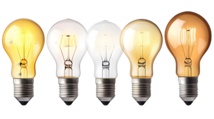 Illuminating Ideas: Light Bulbs Isolated on White, Showing Warm & Cool Tones