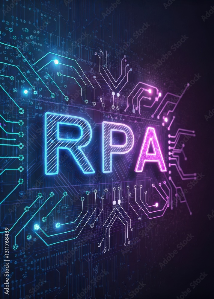 Poster robotic process automation concepts. a vibrant digital representation of 