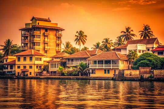 Vintage Kochi: New Ernakulam Residential Buildings Viewed from a Ferry