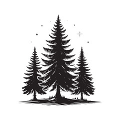 Obraz premium Douglas Tree Silhouette - Minimalist Tree Design - Douglas Tree Vector - Illustration of Douglas Tree.