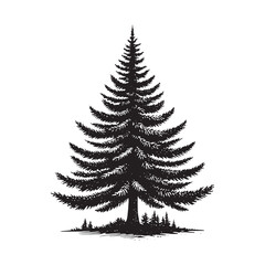 Obraz premium Douglas Tree Silhouette - Minimalist Tree Design - Douglas Tree Vector - Illustration of Douglas Tree.