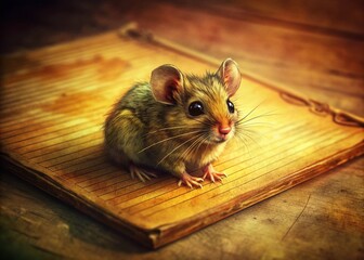 Vintage Paper Texture with Cute Tiny Rodent - Aerial View Stock Photo