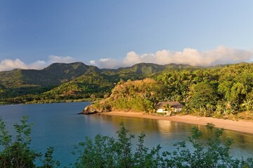 View of Moheli Island (Mwali) and the Indian Ocean. Union of The Comoros. Africa.