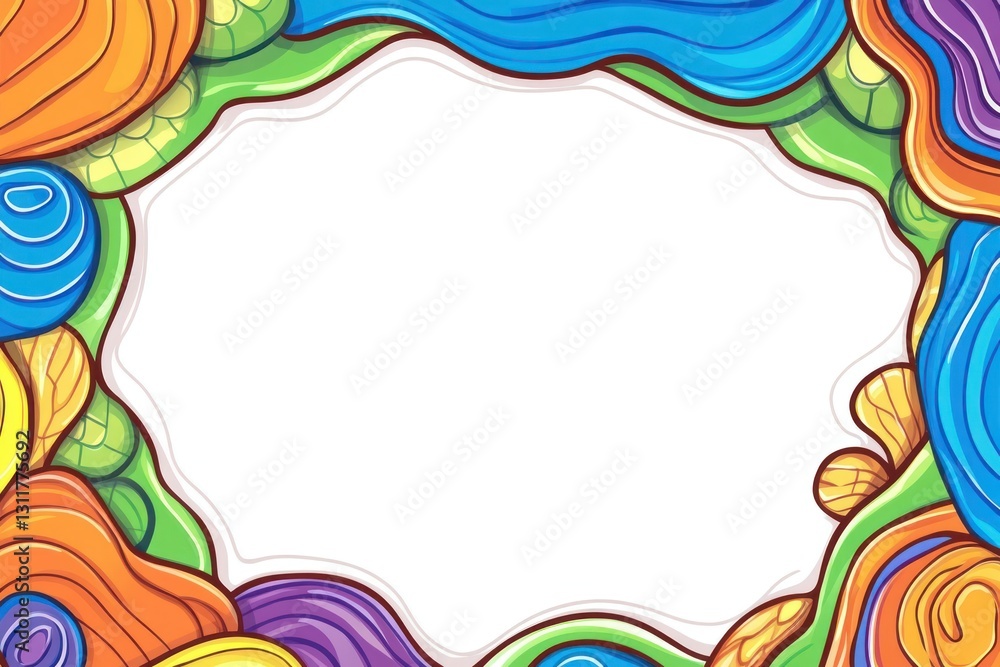 Aufkleber abstract frame with wavy, colorful shapes on a white background showcasing vibrant, dynamic patterns