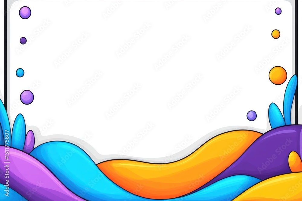 Poster abstract wave design with bubbles in a frame against a white background
