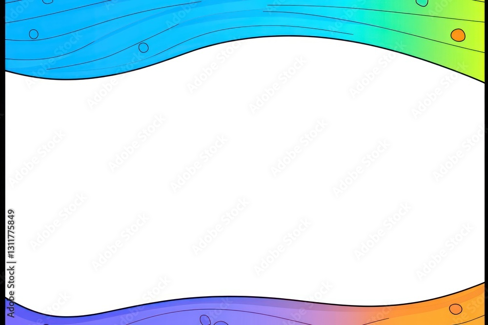 Aufkleber abstract wavy border design with gradient colors and circles against a plain white background