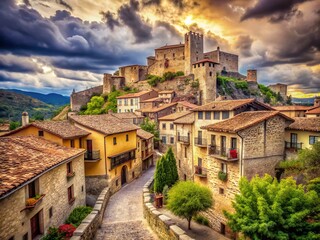 Vintage Photo: Frias, Medieval Spanish Town, Burgos, Castile and Leon - Historic Architecture