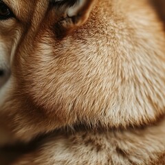 Close-up of a dog's soft, light brown fur.