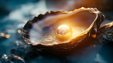 Stunning Freshwater Pearl in an Open Oyster Shell on Seaside