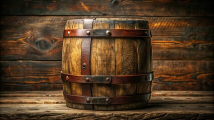 Old whiskey barrel with worn leather straps and a rustic wooden lid, rustic decor, whiskey barrel, barrel aging, leather straps