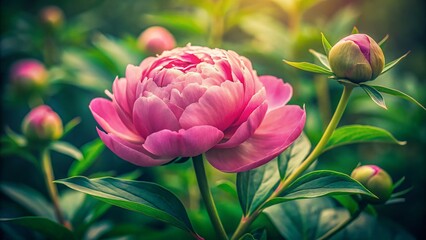 Obraz premium Vintage Pink Tree Peony Bud Close-Up - Blooming Spring Flower