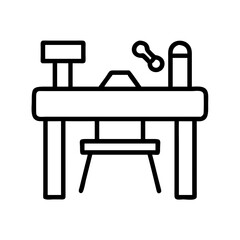 Fototapeta premium workbench icon, workbench line art - simple line art of workbench, perfect for workbench logos and icons