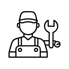 auto mechanic icon, auto mechanic line art - simple line art of auto mechanic, perfect for auto mechanic logos and icons