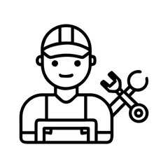 auto mechanic icon, auto mechanic line art - simple line art of auto mechanic, perfect for auto mechanic logos and icons