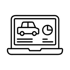 laptop with car data icon, laptop with car data line art - simple line art of laptop with car data, perfect for laptop with car data logos and icons
